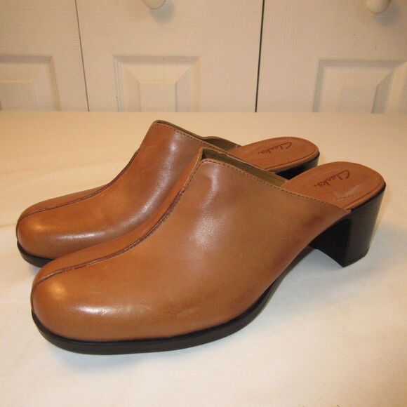 Women’s Clark Slip-On Heeled Leather Shoes US Size 10 - Picture 2 of 10
